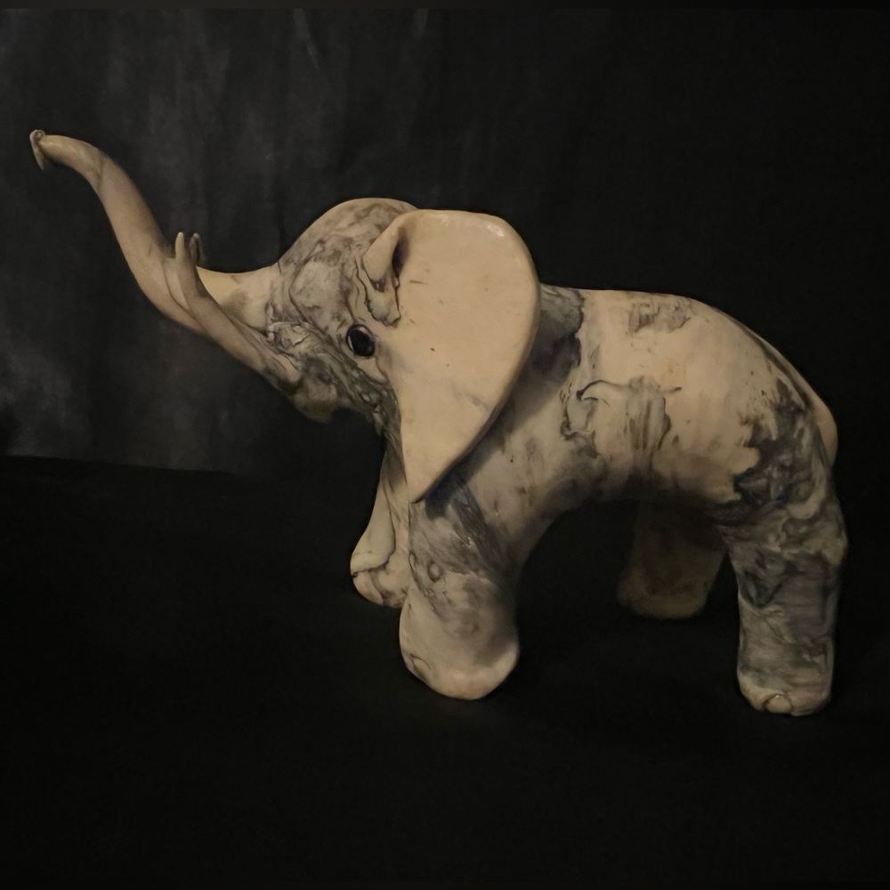 1950s Mid 20 Century Vintage Hand Molded Crushed Oyster Shell Elephant Sculpture